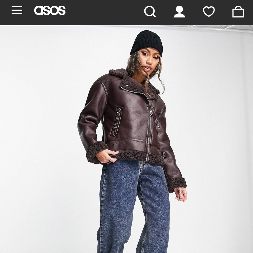 Bershka zip detail aviator jacket in chocolate brown